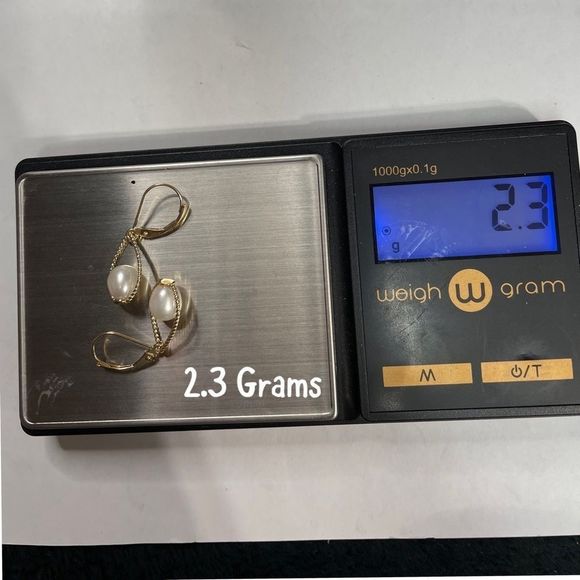 Eternal Gold 14KT Yellow Gold Baroque Pearl Dangle Earrings - Picture 5 of 5